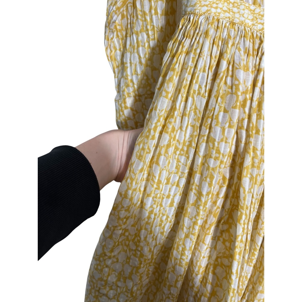 HATCH Kenzie Maternity Mini Dress in Yellow Floral Crinkle with Pockets - Picture 10 of 15